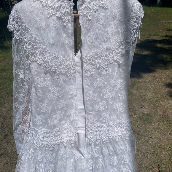 VINTAGE 80s 90s JESSICA MCCLINTOCK BRIDAL PROM LACE DRESS SHOULDER PADS SZ 7/8 - Picture 8 of 13